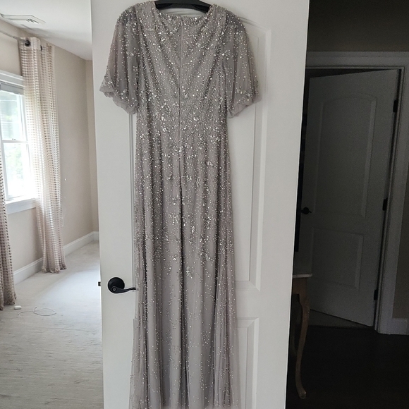 Aidan Mattox Silver Sequin and Pearl Dress - Picture 6 of 12